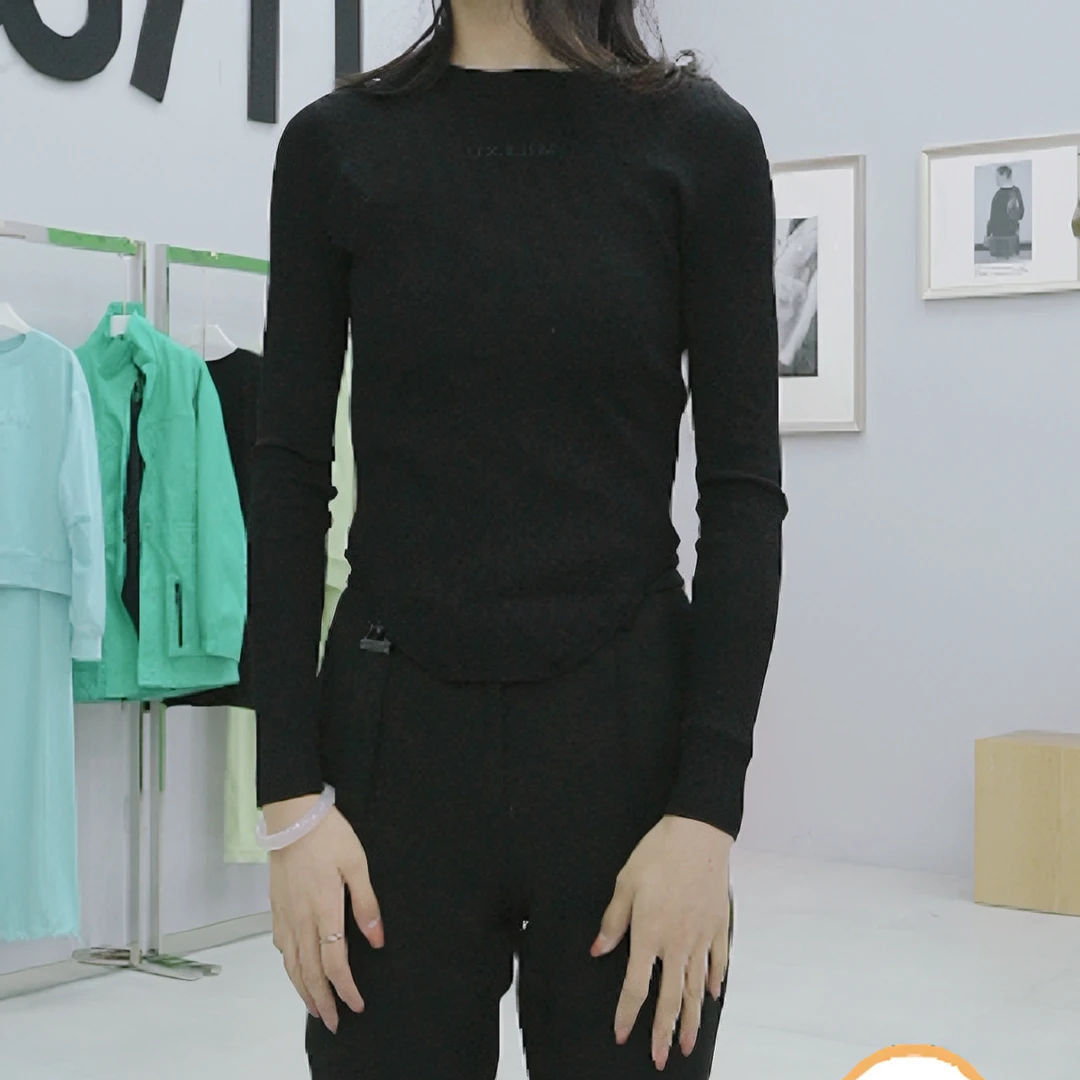 MILIXU黑色圆领针织打底时尚打底衫