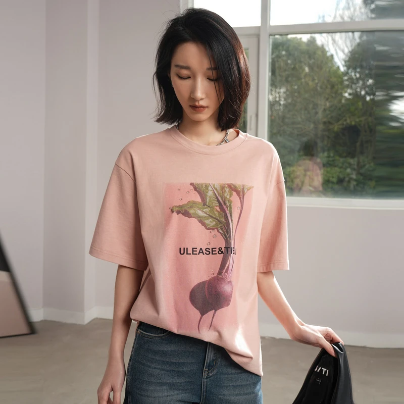 UTI专柜爆品【爱的生长】裸粉色萝卜时尚百搭情侣宽松t恤