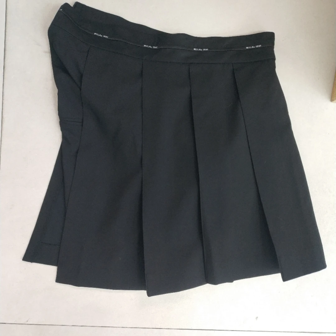 MILIXU 黑色百褶直筒裙女