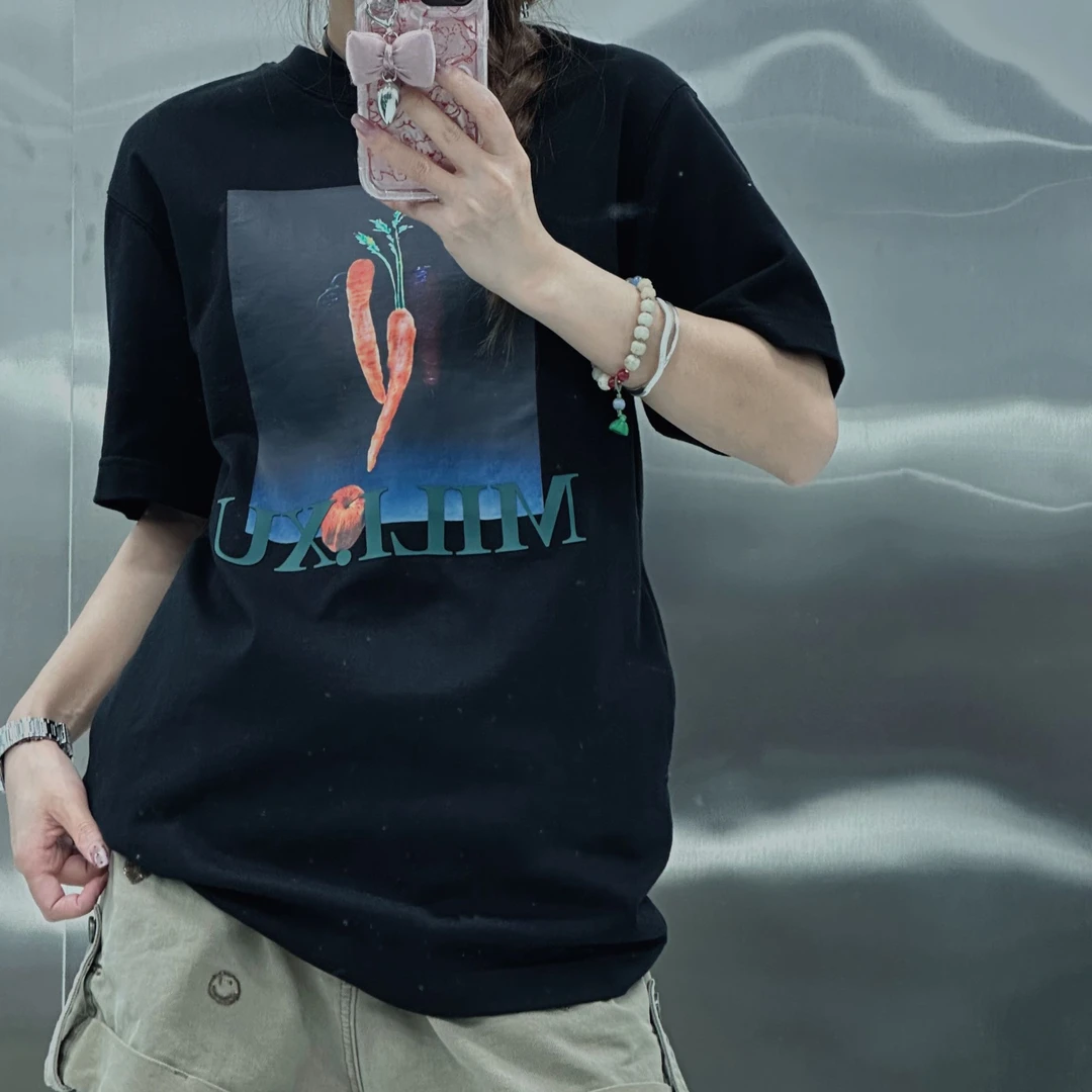 U/TI【MILIXU系列】重工定制款胡萝卜图案高克重夏季短袖圆领T恤