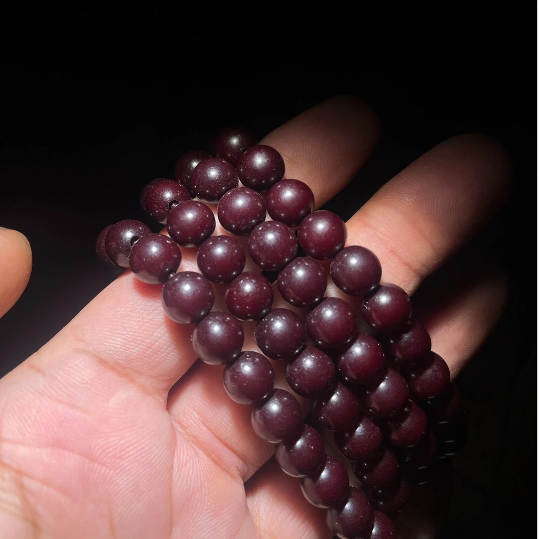 【带收缩】台湾工艺30年左右老料朱砂供菩提根白玉菩提佛珠念珠