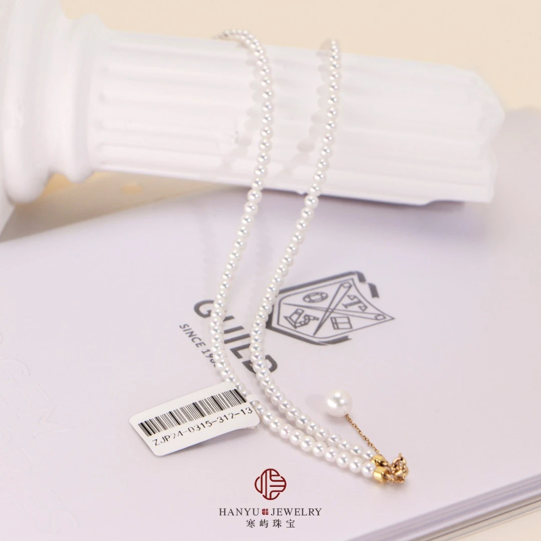 【五星吉尔德】正圆钻光baby小米珠项链/3-4mm/18K金/带吉尔德大证