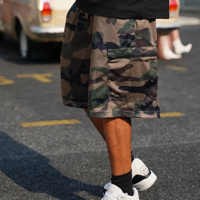 Califans重磅美式街头休闲舒适透气网眼迷彩工装短裤休闲裤潮男
