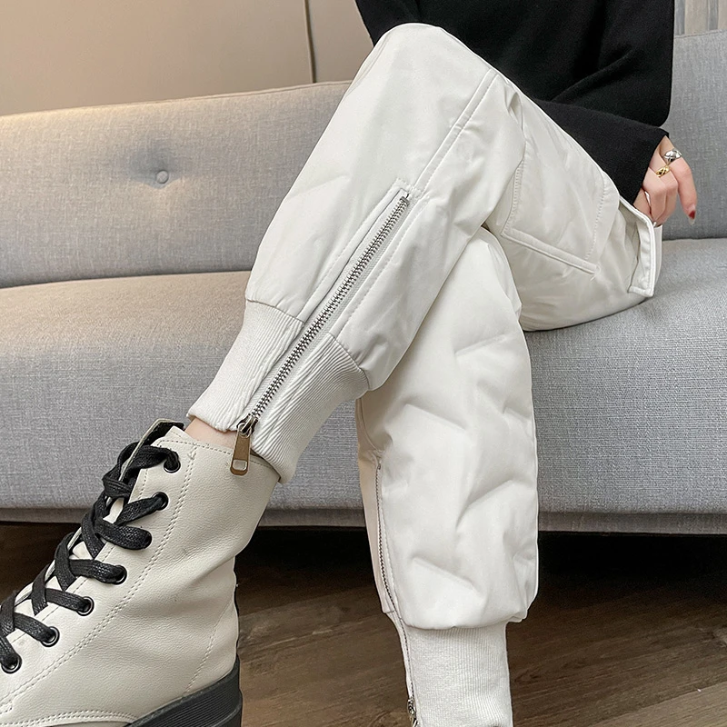 工装羽绒裤女冬外穿2024新款时尚加绒加厚防风哈尔滨东北防寒棉裤