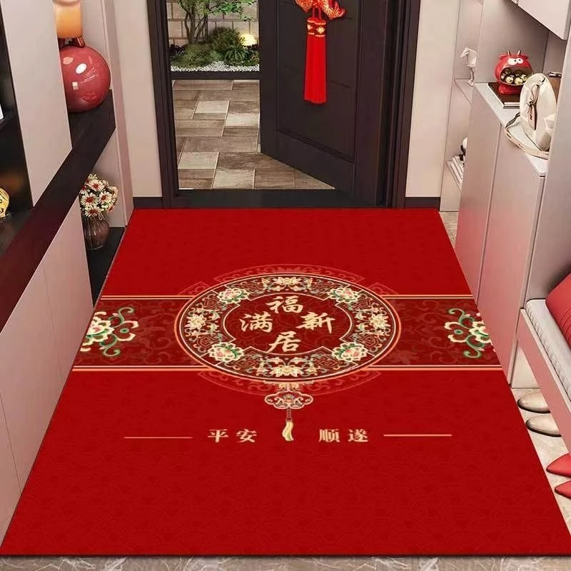 硅藻泥红色地垫入户门垫乔迁新居喜庆大门口脚垫进门速干吸水防滑