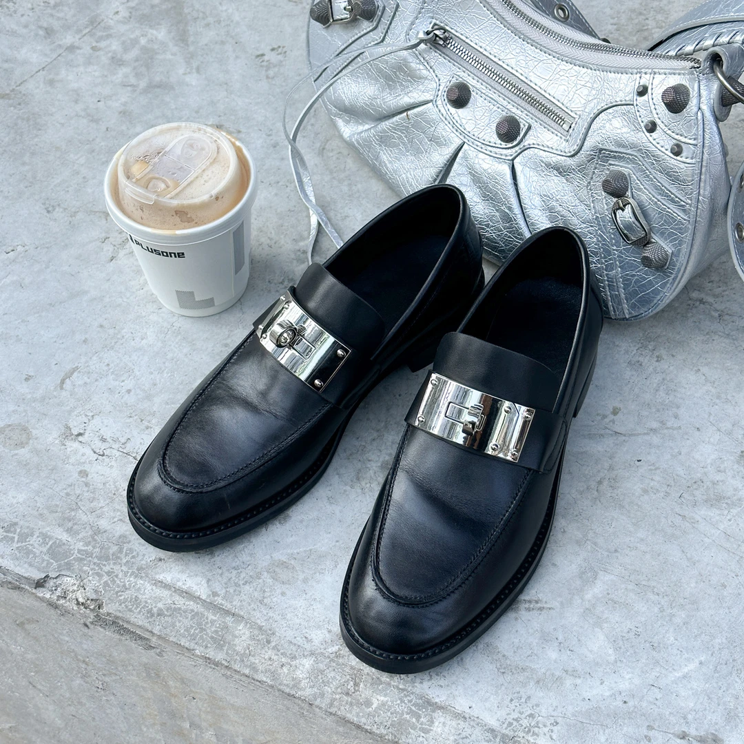 Q  英伦风平底浅口单鞋一脚蹬乐福鞋 YL697863-1