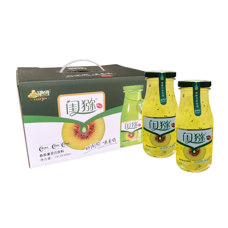 苍溪县梁公子闺猕猕猴桃果肉饮料果汁12×300ml果汁饮料玻璃