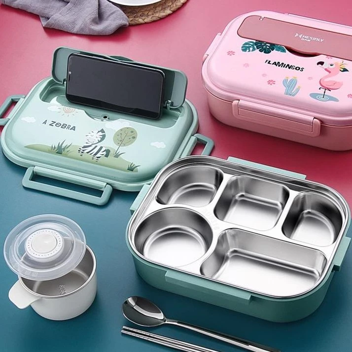 日本工艺316不锈钢小学生饭盒儿童卡通便当盒上班族分格保温餐盒