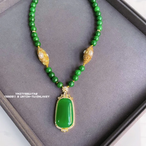 铜合金项链 娜菲尔班系列 多面搭配9498轻奢绿色女士精美镶嵌