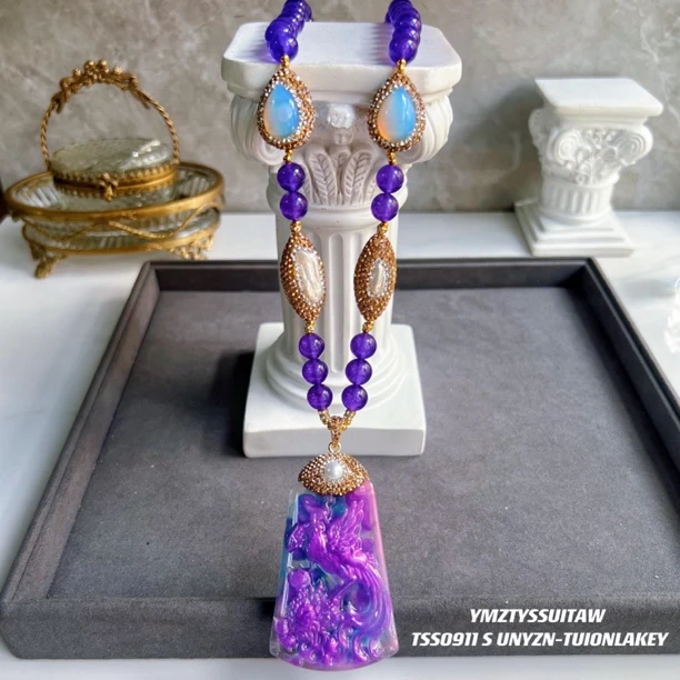 铜合金项链 紫罗兰苏薇娜系列 月光洛可搭配 满镶9397手工紫色