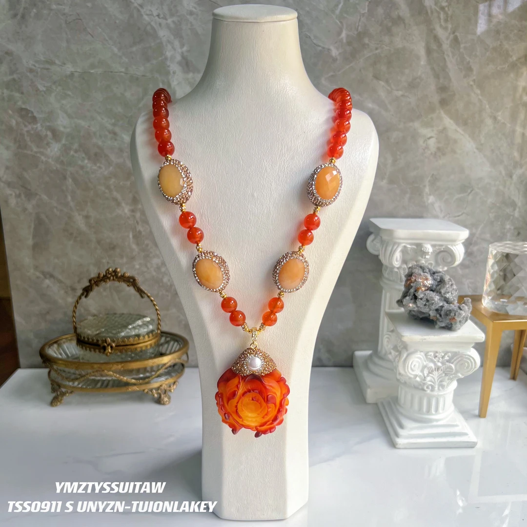 铜合金项链 棕娜菲丝雅系列 搭配双面满镶嵌9401手工百搭气质时尚