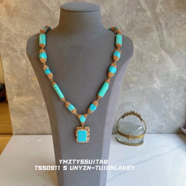 铜合金项链 松松娜尔系列 围边颗粒系列9632手工气质蓝色轻奢