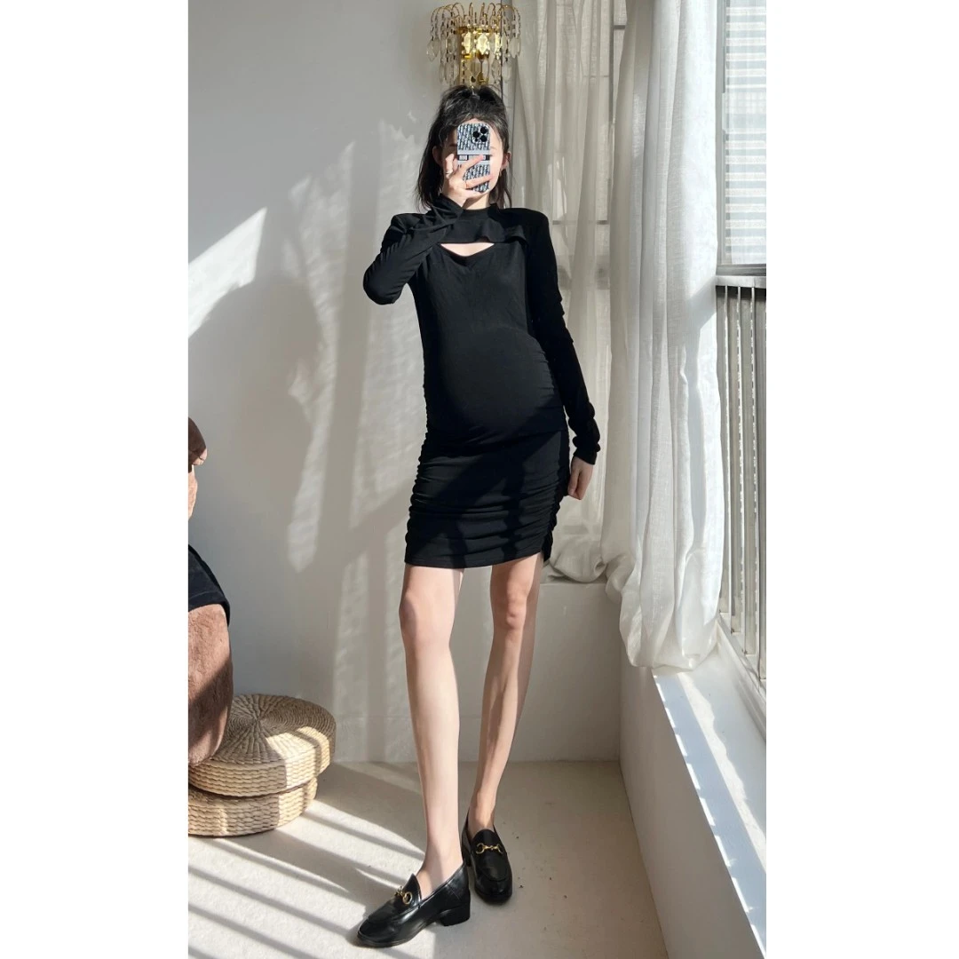 【孕雅怡】孕妇秋季连衣裙显瘦气质时尚纯欲风包臀裙子