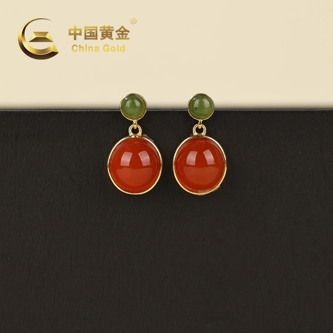 【中国黄金】绘鸿 | 南红*耳饰*S925银镶嵌-R1026-Y