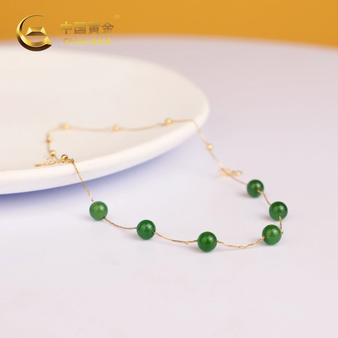 【中国黄金】星觅 | 和田玉*手链*18k金镶嵌-S782-Y