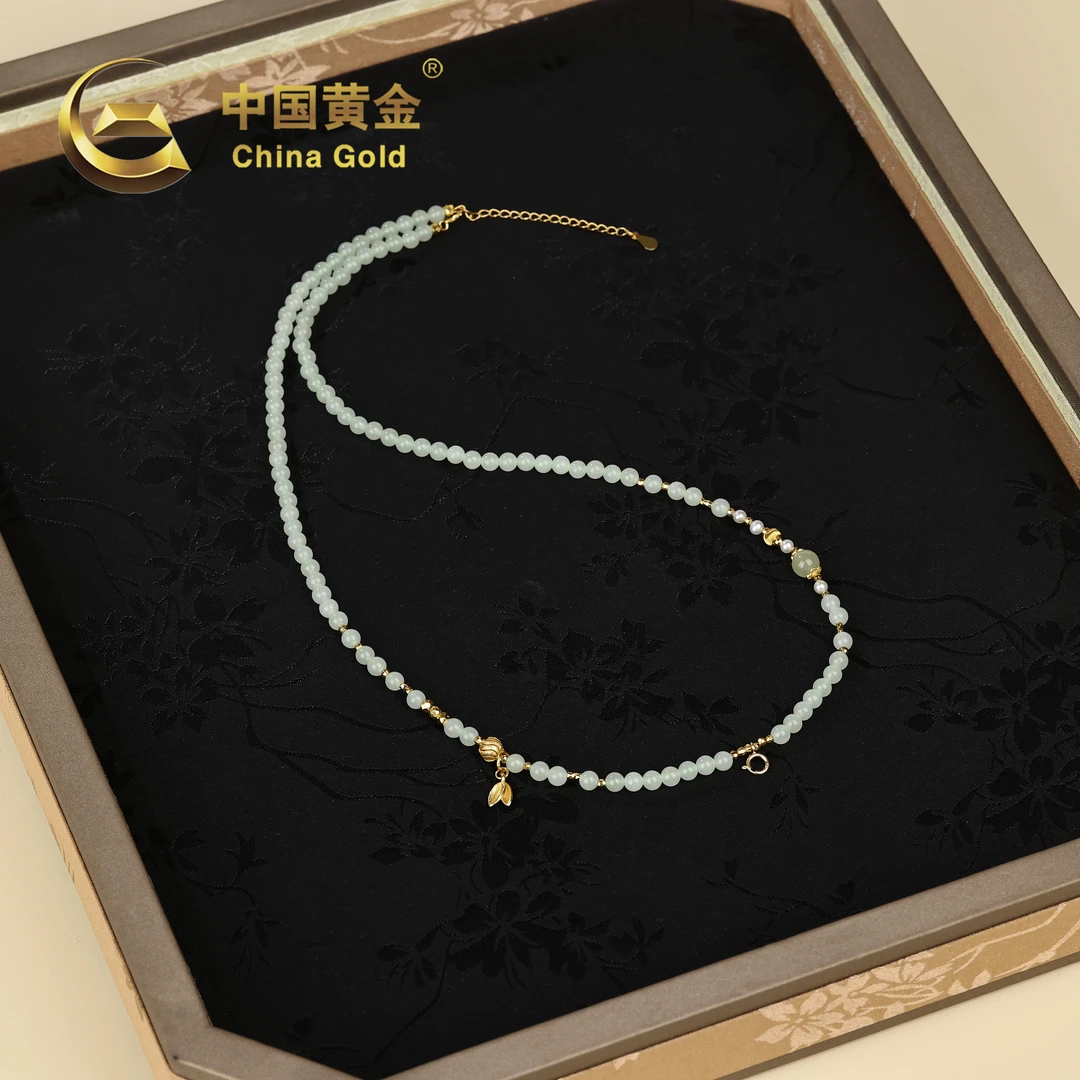 【中国黄金】云棉 | 和田玉*项链*S925银镶嵌-X1548-格
