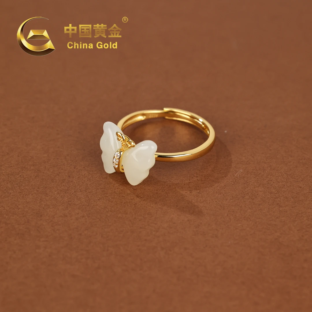 【中国黄金】晴舞 | 和田玉*戒指*S925银镶嵌-J1039-Y