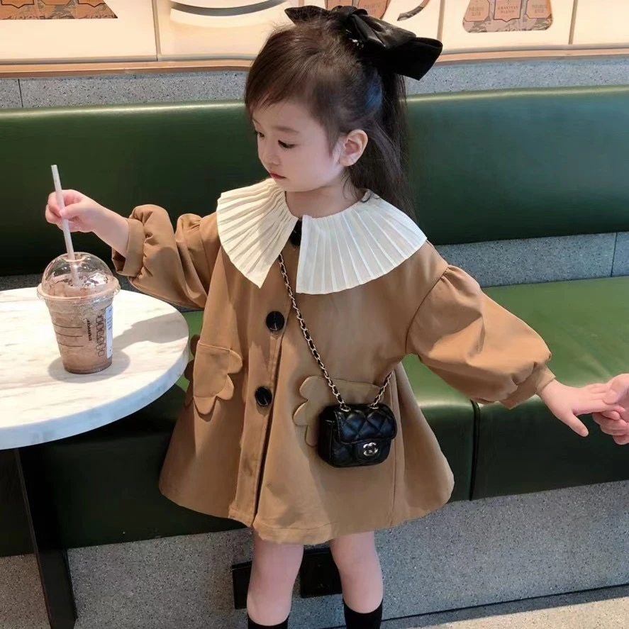 熙 女童扇形花边领外套女宝宝洋气时尚上衣  现