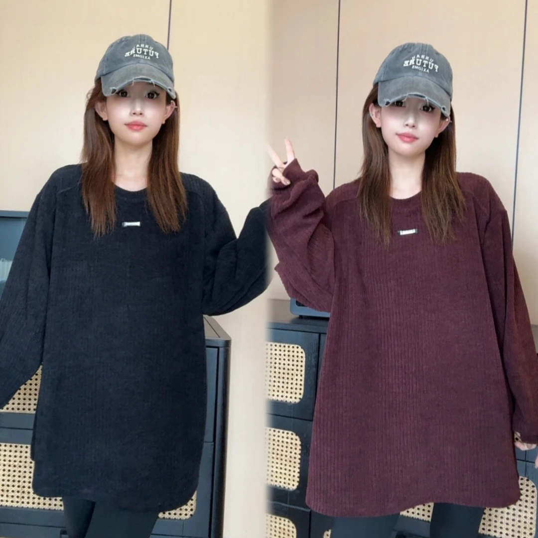 二姐的宝藏秋季新款慵懒风大版字母贴标时尚简约长袖卫衣#24309