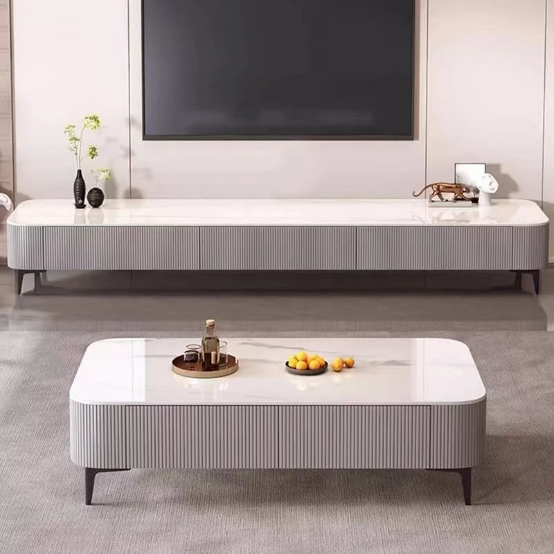 客厅简约家用长方形茶几电视柜松弛感