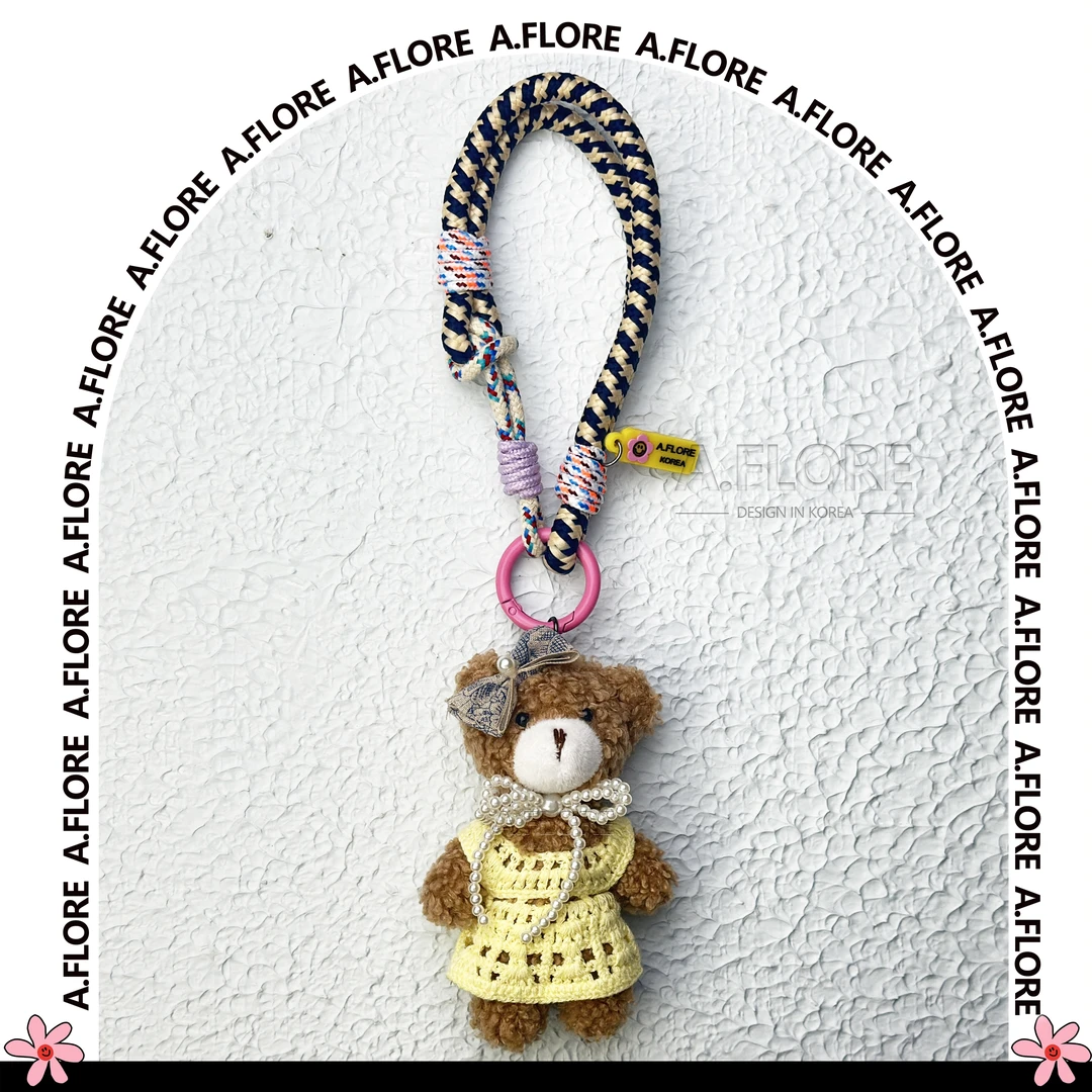 A.FLORE韩国原创手工可爱包包挂件黄色毛衣连衣裙毛绒蝴蝶结小熊