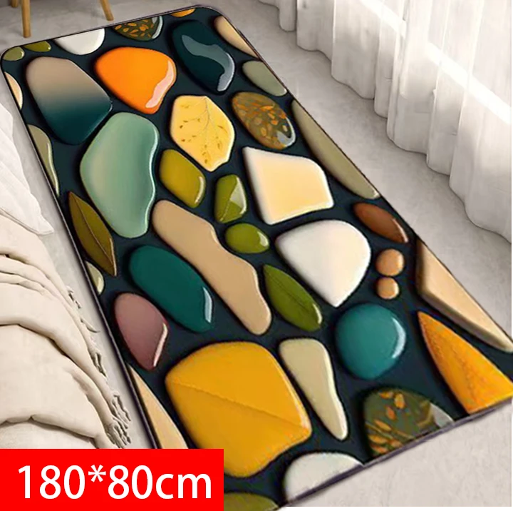 【硅藻泥】吸水防滑垫厨房垫床边毯-180*80五彩石头