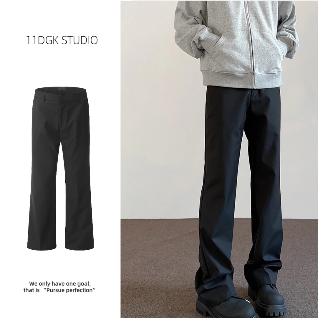 11DGK美式修身显高西裤cleanfit廓形男女同款直筒微喇vibe裤子