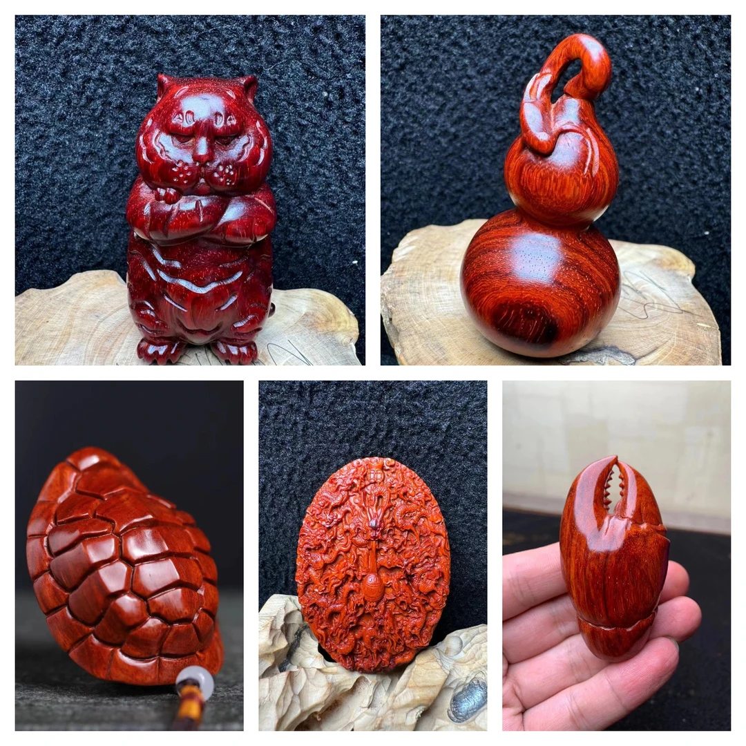 印度小叶紫檀木质雕刻手把件工艺品摆件