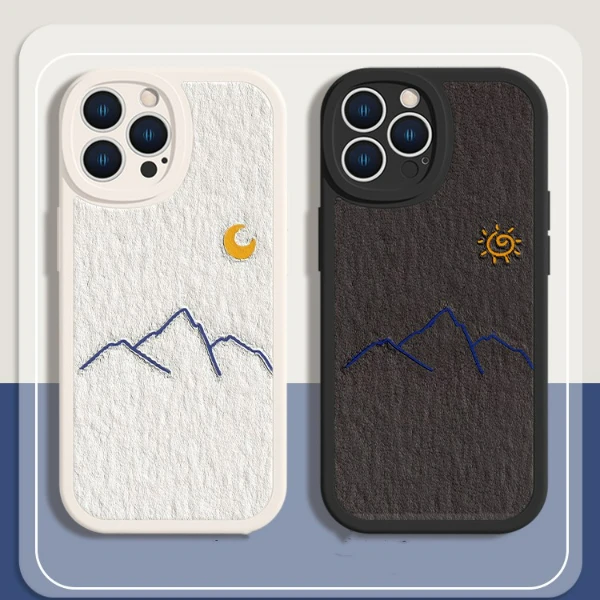 适用苹果17/华为/小米/oppo/vivo简约油画太阳月亮个性防摔手机壳