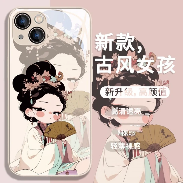 适用苹果17/华为mate60/小米/oppo/vivo古装女孩新中式网红手机壳