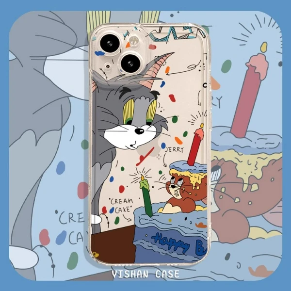 适用苹果17/华为pura70/小米14/oppo/vivo猫和老鼠网红透明手机壳