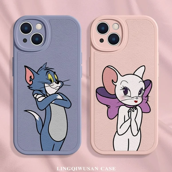 适用苹果17/华为pura70/小米14/oppo/vivo汤姆玛丽情侣防摔手机壳