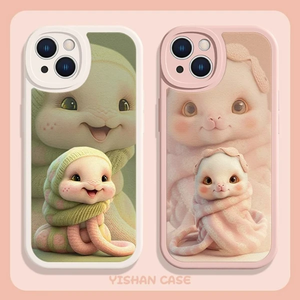 适用苹果17/华为pura70/小米15/oppo/vivo可爱小蛇网红防摔手机壳