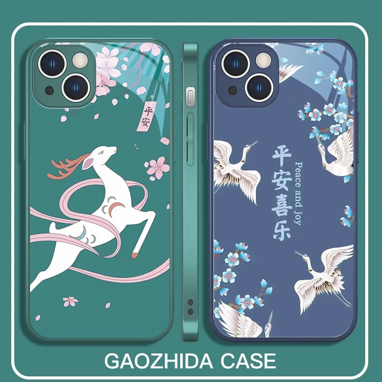 适用苹果17/华为/小米/oppo/vivo网红锦鲤创意仙鹤小鹿国风手机壳