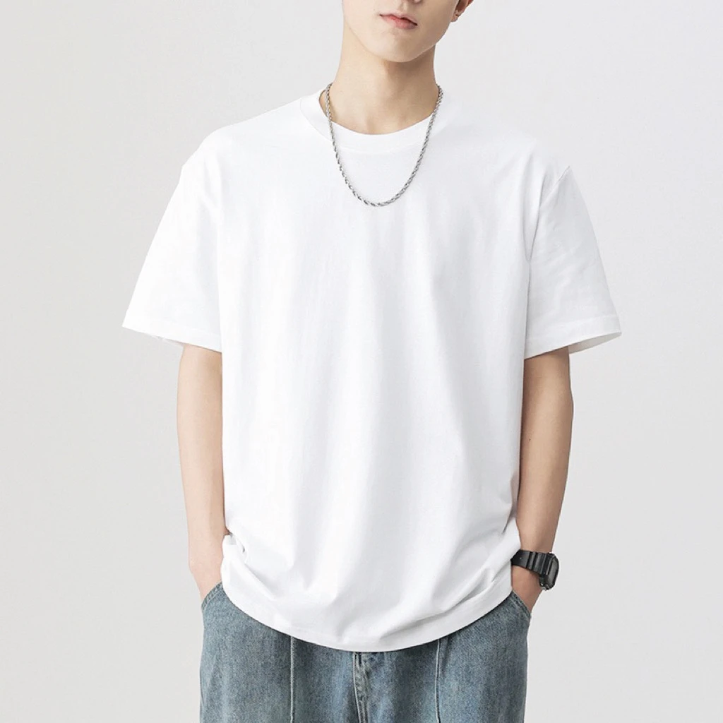 3件装白色T恤230G简约纯棉圆领百搭情侣打底短袖宽松男女纯色1001