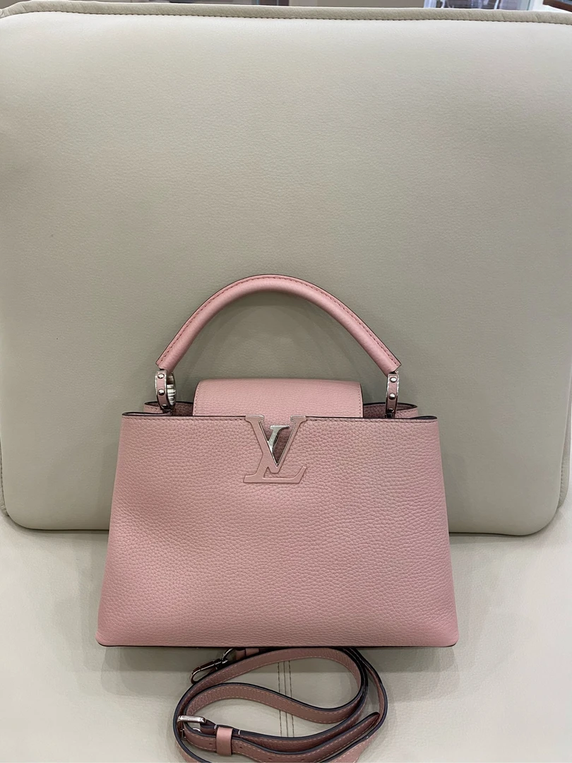 95新 LouisVuitton/路易威登 LV Capucines 中号 木兰粉