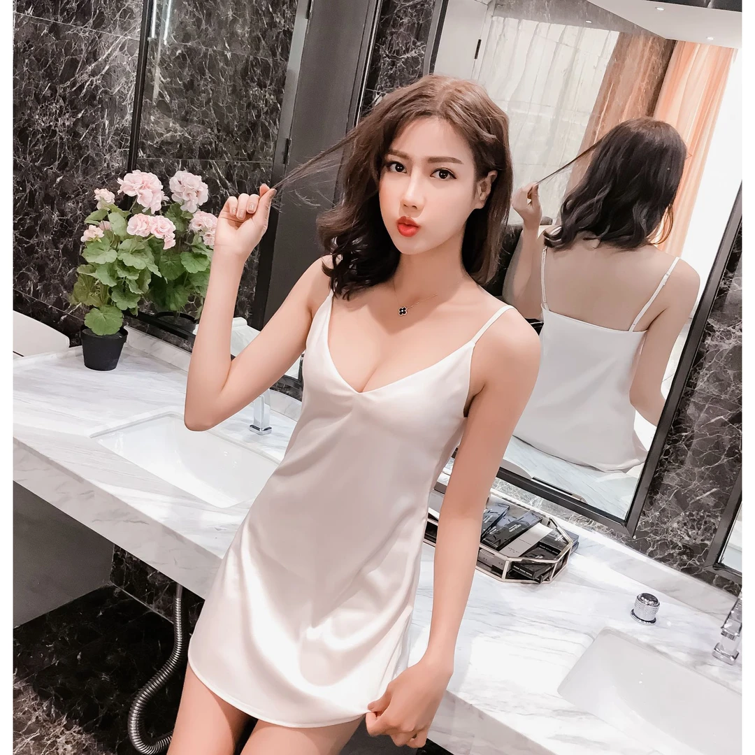 NOYCE纯欲睡裙吊带裙背夏季真丝连衣裙深V吊带裙女真丝绸家居服