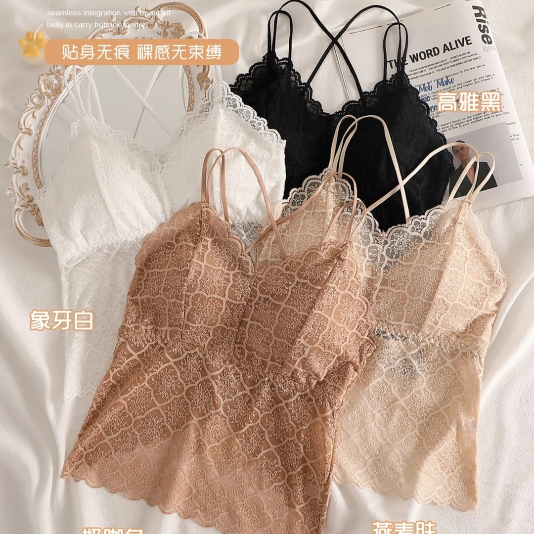 NOYCE蕾丝性感美背背心无痕网红爆款背心打底内衣吊带打底衫新款