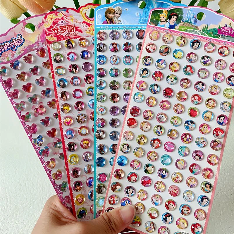 儿童贴纸女孩水晶钻石宝石贴画冰雪奇缘迪士尼卡通可爱女童耳钉贴