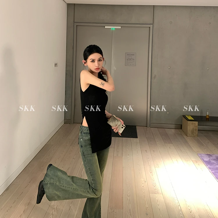 【青苍5折】Skk Store万能基础系 设计师款天丝抽褶无袖背心女夏
