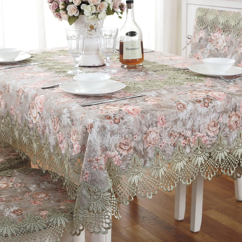绣花桌布欧式布艺圆形台布茶几布餐桌布椅套椅垫套装田园椅子套