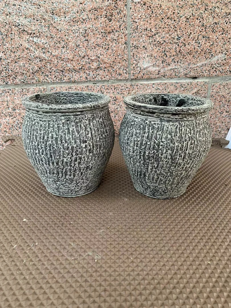 纯手工制作粗陶花盆复古灰小盆