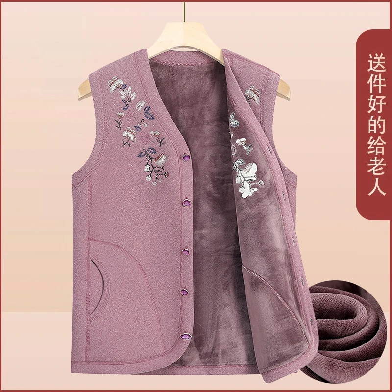 老人马甲女秋冬奶奶装老年人背心外穿妈妈加绒加厚马夹老太太外套