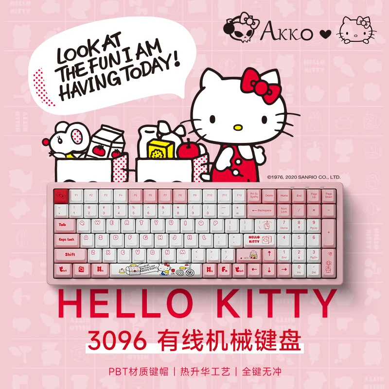 【七天无理由】3096Hello Kitty合作款有线机械键盘全键无冲可爱