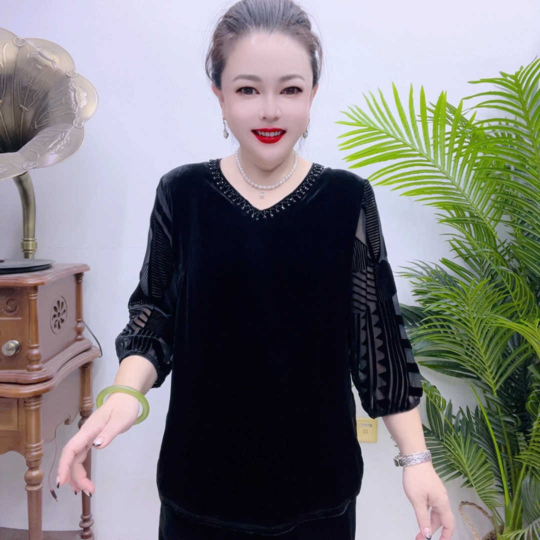 桑蚕丝显瘦百搭时尚洋气网红长袖复古中式提花气质上衣11AS201