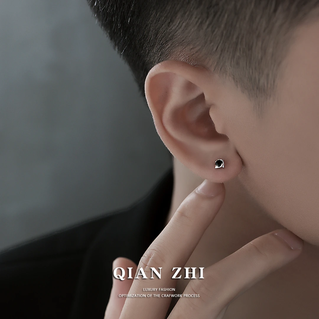 钛钢耳饰 男士耳钉男高级感痞帅单只潮男简耳环小众简约百搭气质