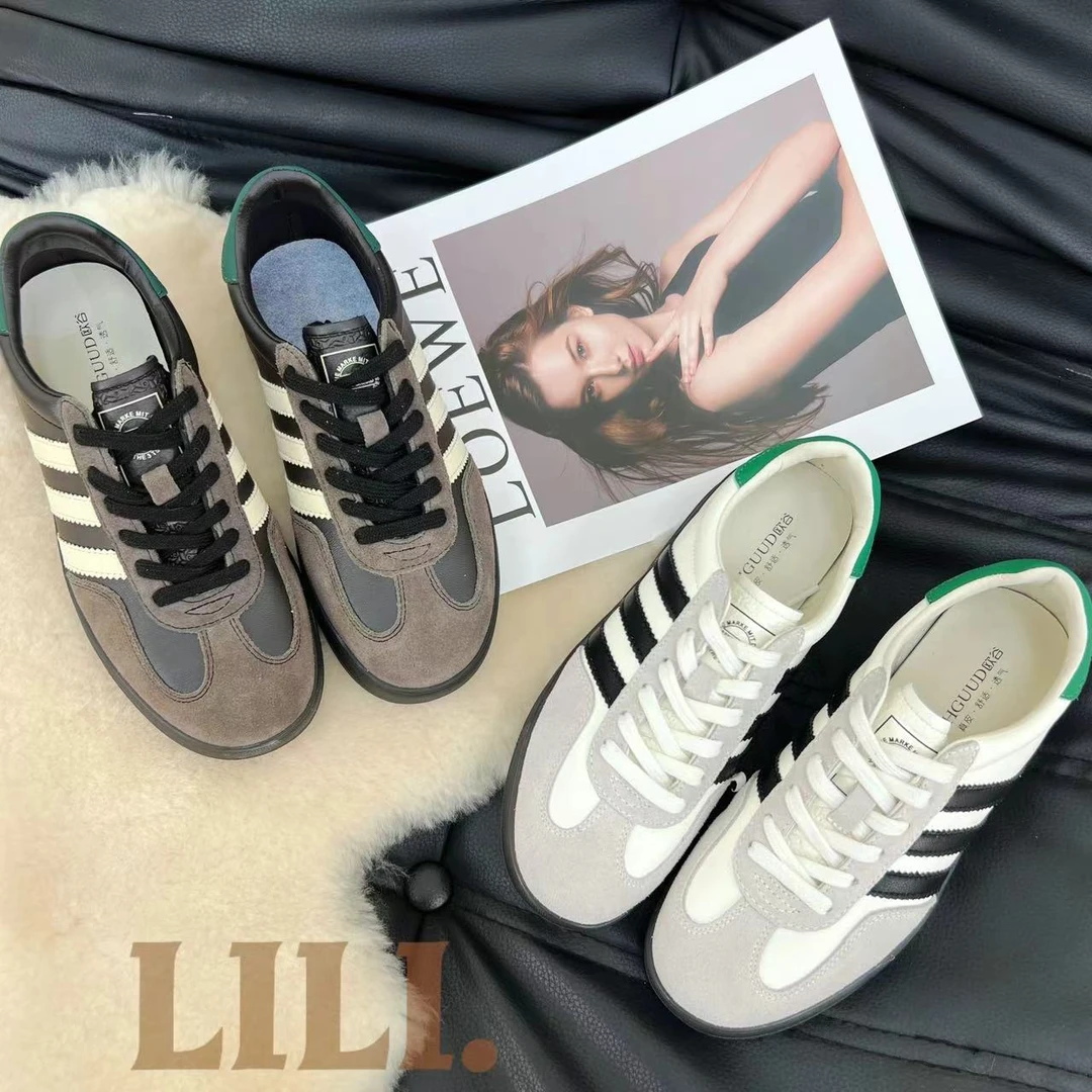 LILI. I双碳灰绿I 新款百搭德讯休闲鞋秋季243610