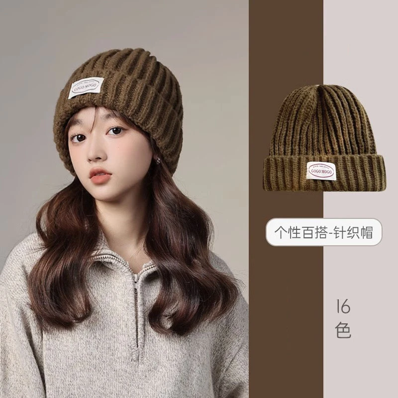 大头围毛线帽女秋冬季显脸小防风护耳冷时尚百搭保暖针织帽子女