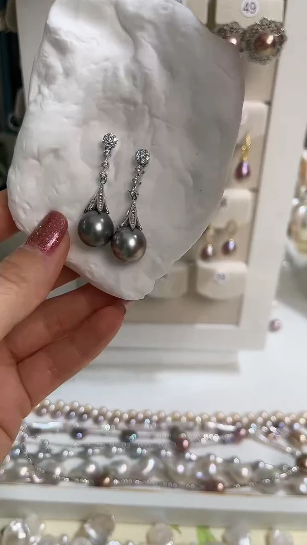 【闪购商品】海水珍珠耳饰银S925镶嵌大溪地