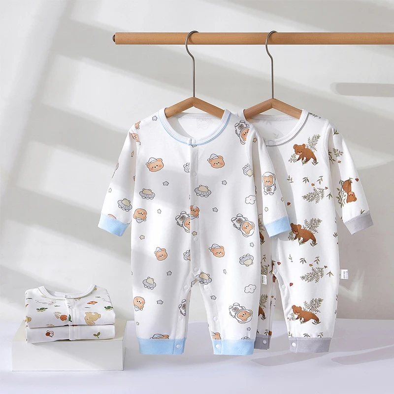 婴儿连体衣服宝宝衣服春秋新生幼儿a类无骨睡衣纯棉哈衣爬服秋装